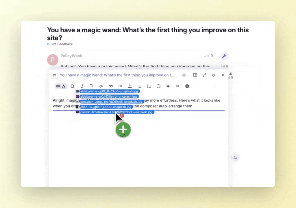 Add multiple images and quote them in replies